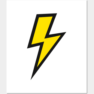 Yellow Lightning Bolt with Bold Black Outline Posters and Art